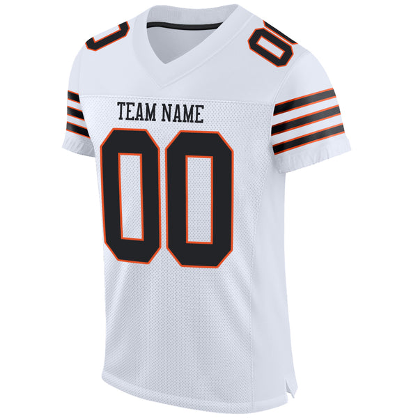 Custom White Black-Orange Mesh Authentic Football Jersey