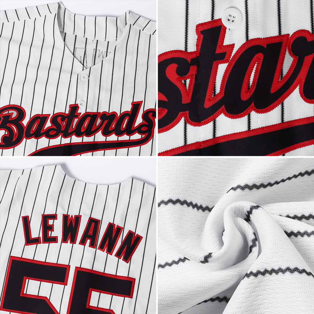 Custom White Red Pinstripe Red-Black Authentic Baseball Jersey Women's Size:XL