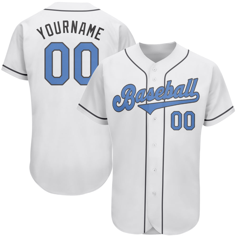 Custom White Light Blue Pinstripe Light Blue-Red Authentic Baseball Jersey Preschool Size:L