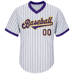 Custom Own White Purple Strip Purple Gold Authentic Baseball Stitched Jersey  Free Shipping – Fiitg