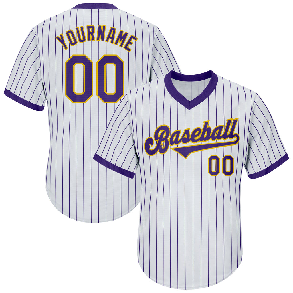 Custom Own White Purple Strip Purple Gold Authentic Baseball Stitched Jersey  Free Shipping – Fiitg