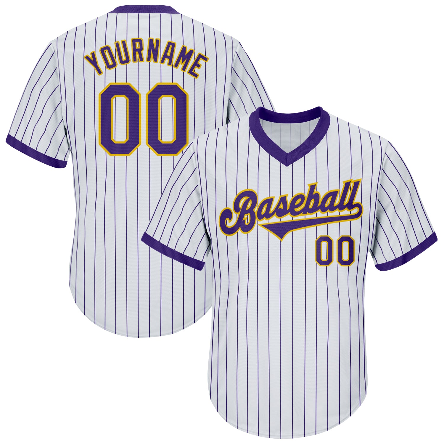 Custom Purple White-Gold Authentic Baseball Jersey – FanCustom