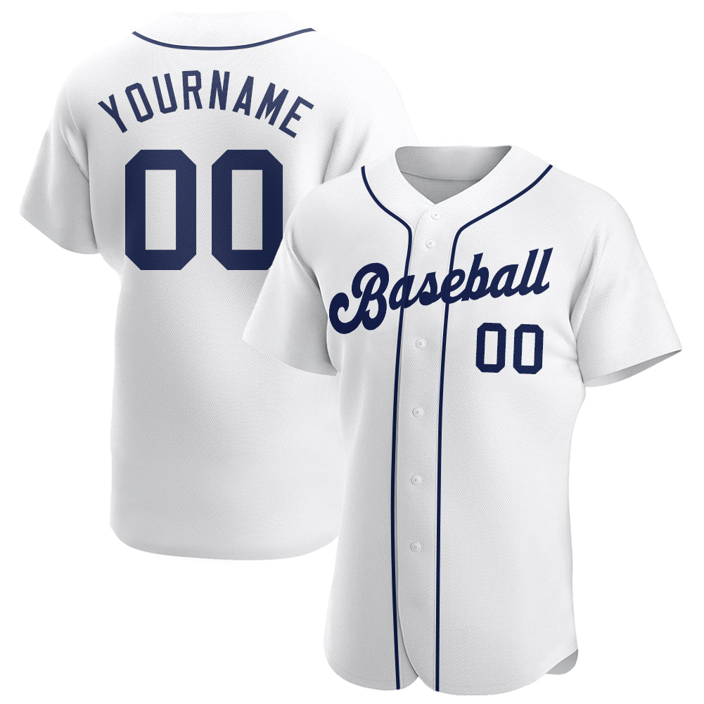 Custom Own White Navy Authentic Baseball Stitched Jersey Free Shipping ...