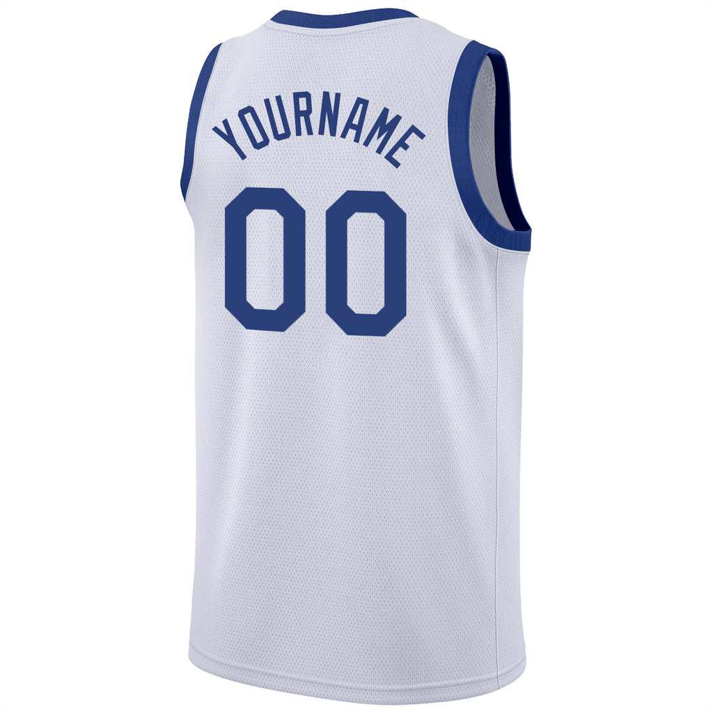 Custom Team Light Blue Basketball Royal Rib-Knit Jersey White