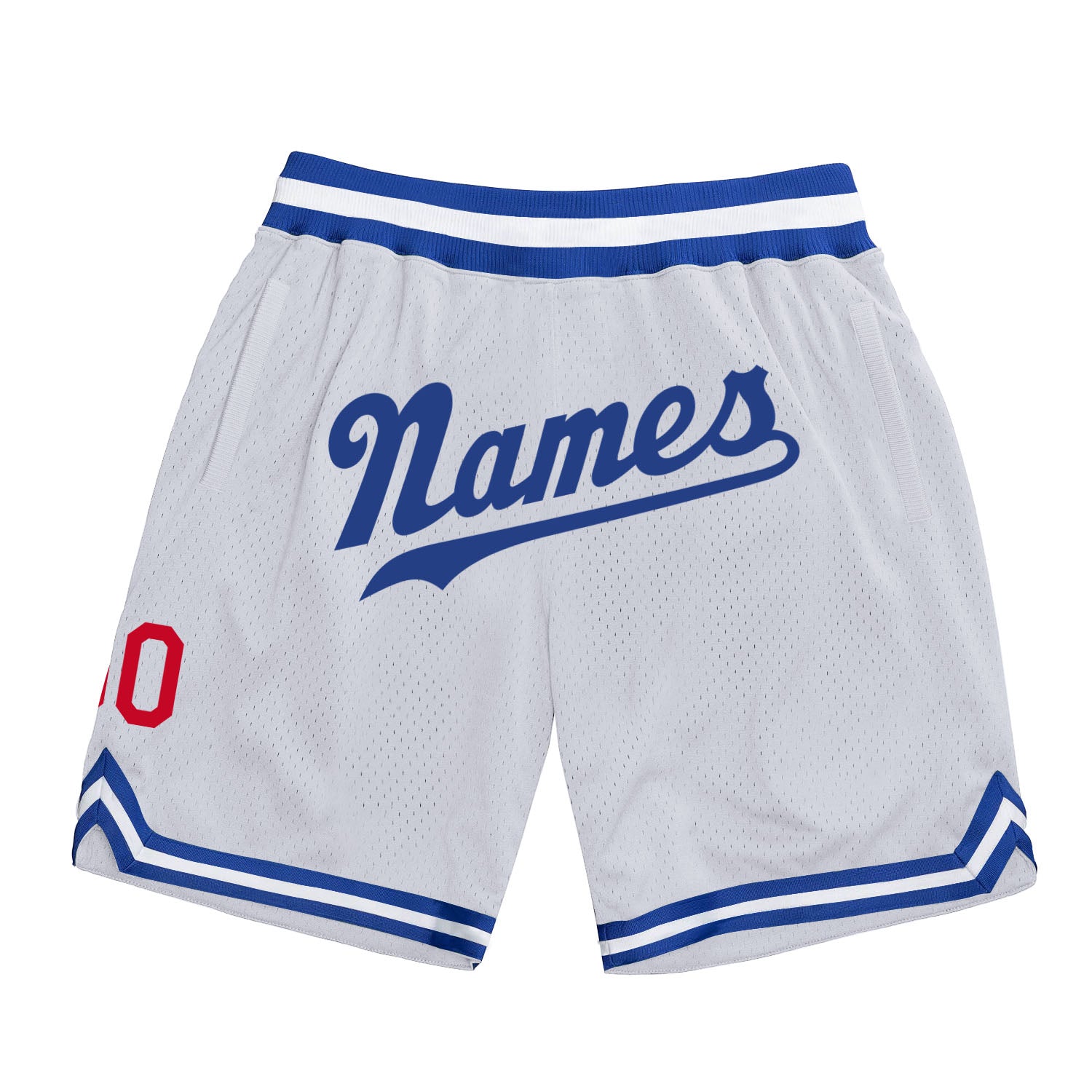 Custom White Royal-Red Authentic Throwback Basketball Shorts