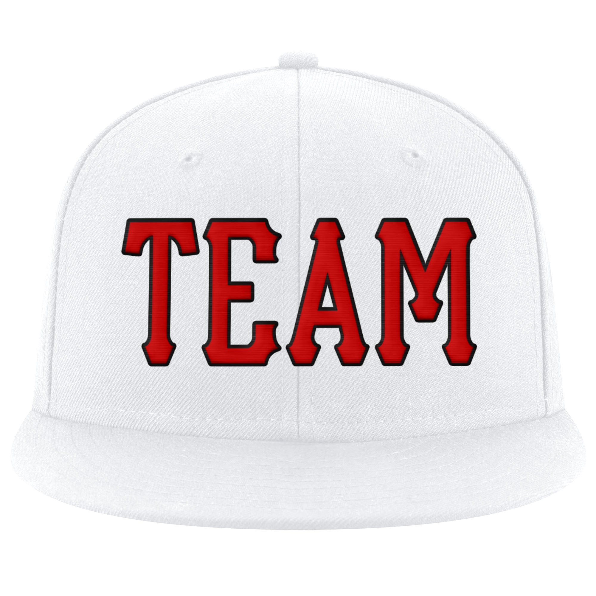 Custom White Red-Black Stitched Adjustable Snapback Hat