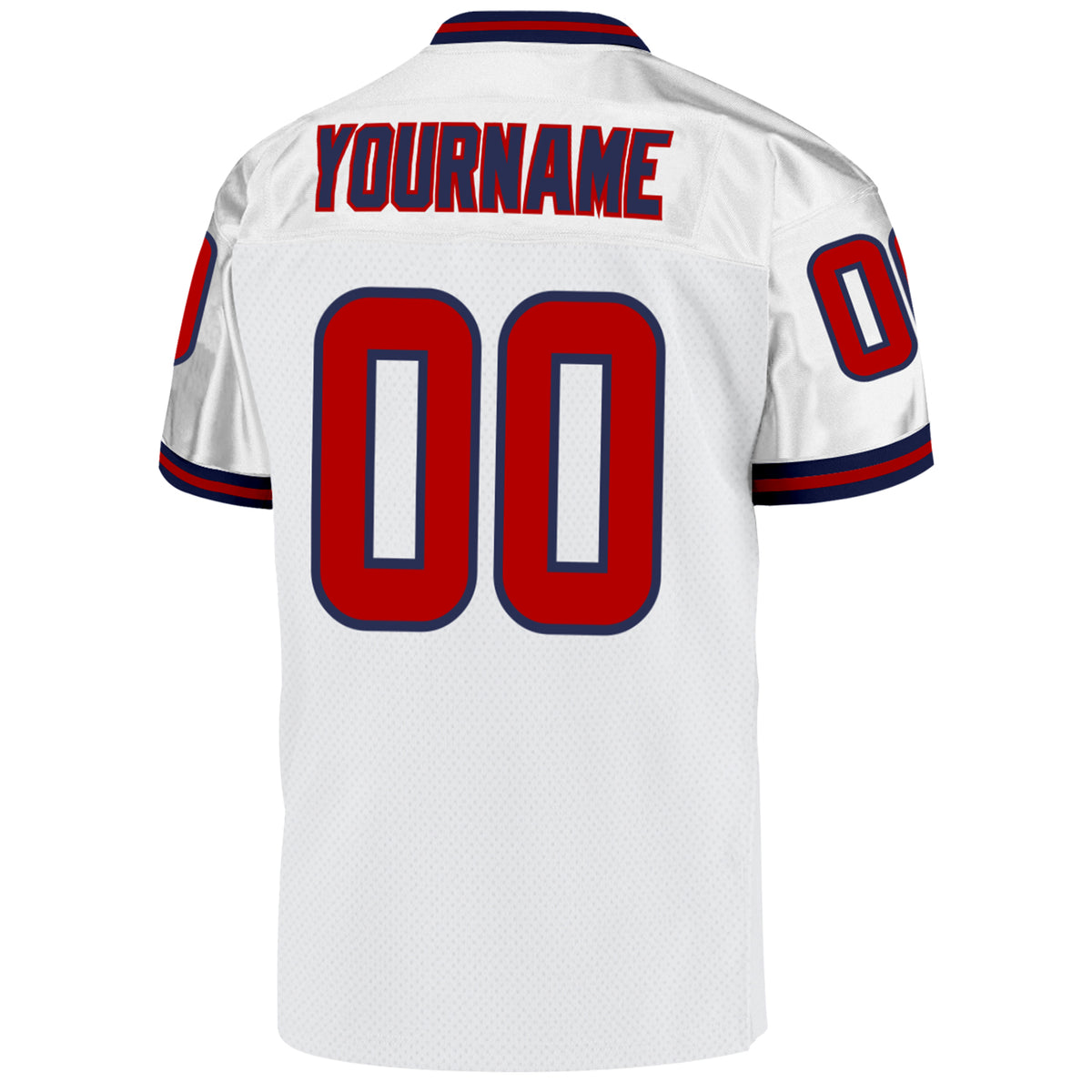 Custom White Red-Navy Mesh Authentic Throwback Football Jersey Free ...