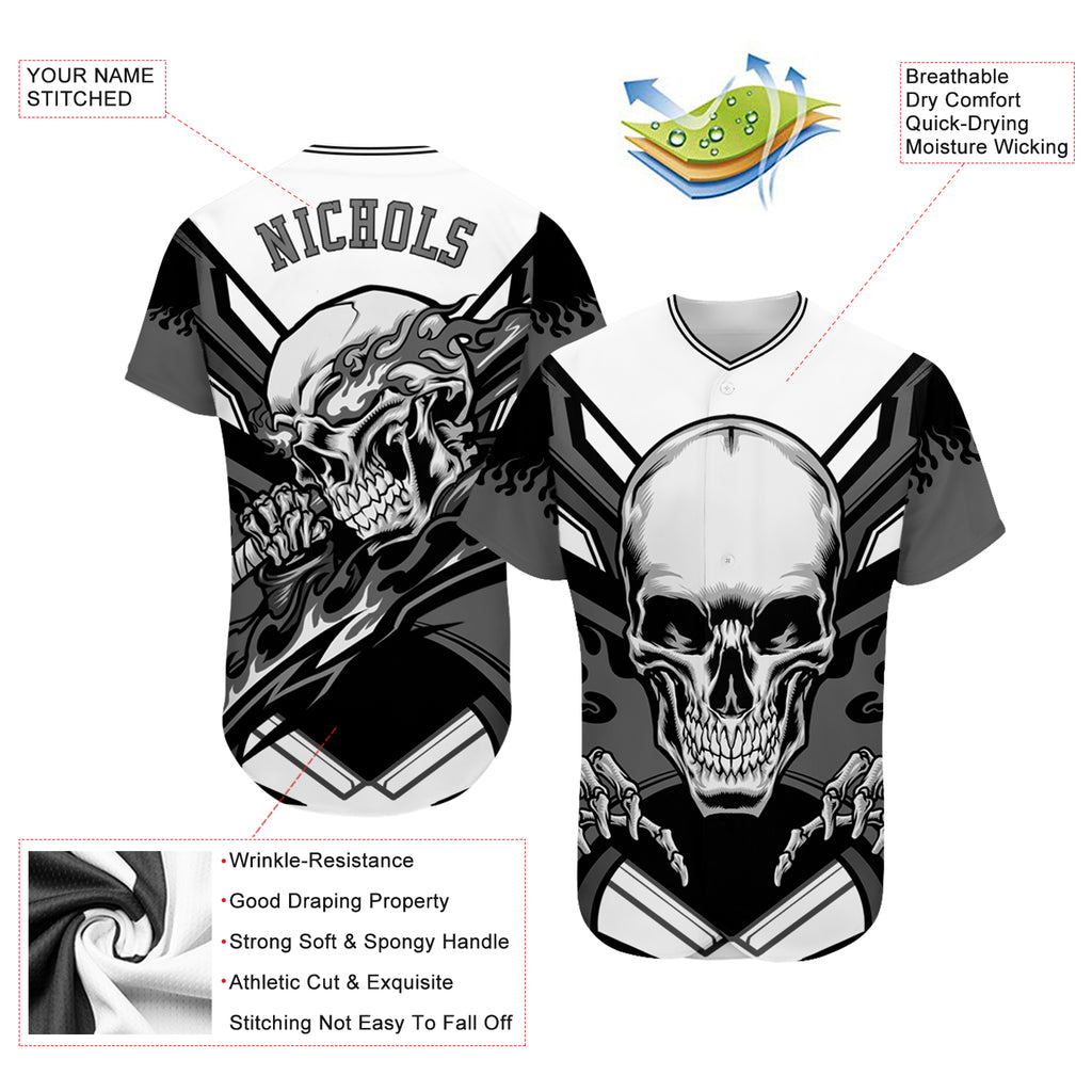 Custom Gray Black-White Authentic Baseball Jersey Discount