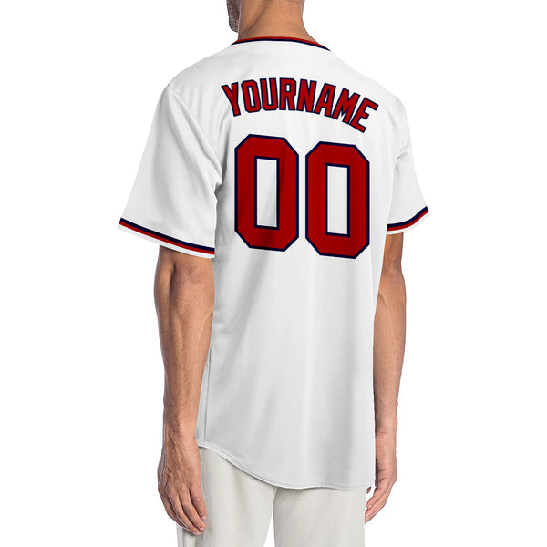 Custom White Red-Navy Authentic Baseball Jersey