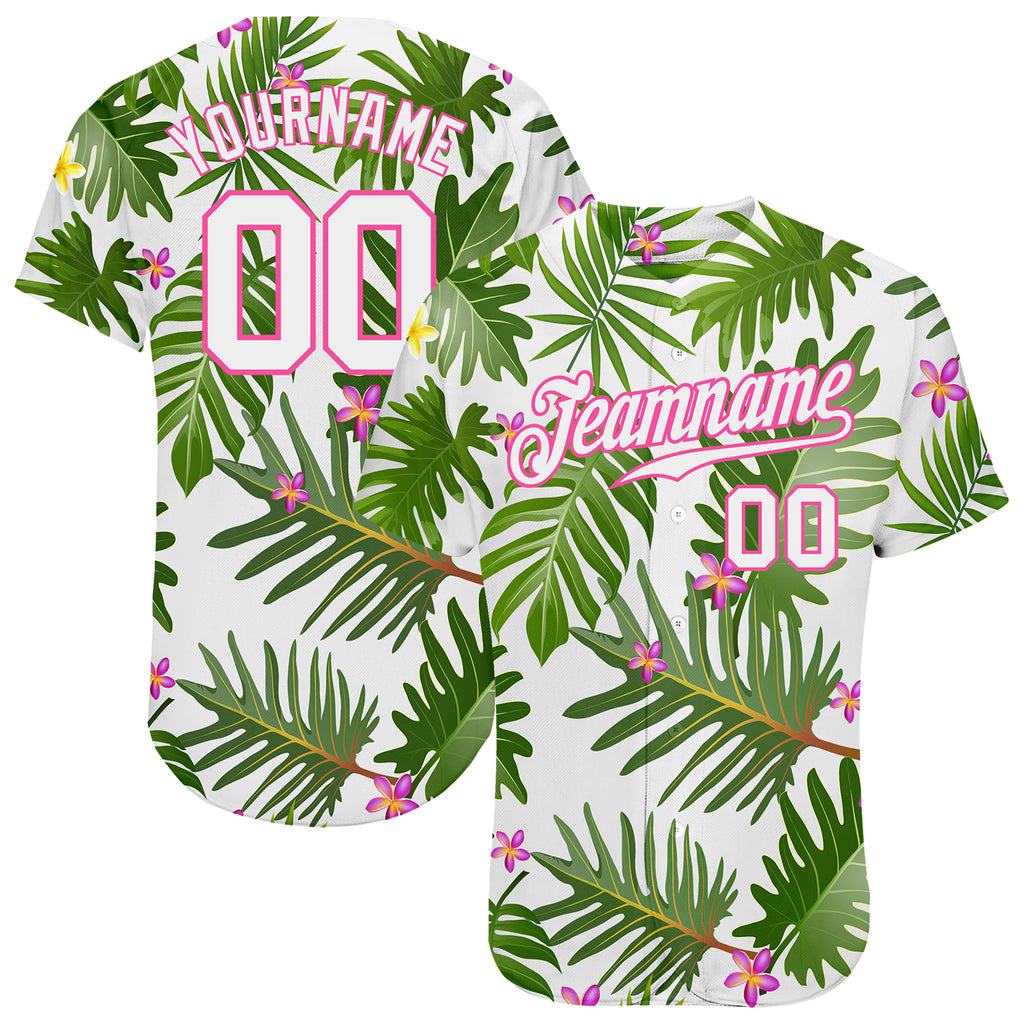 Custom 3D Pattern Baseball Jersey Black Black-Pink Design Tropical